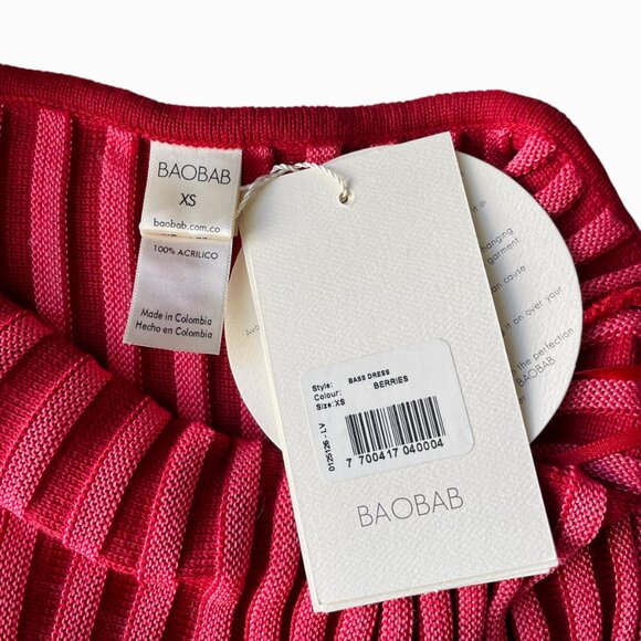 Baobab Bass Maxi Dress XS Red Acrylic Knit Halter Backless Resort Evening - Picture 7 of 10